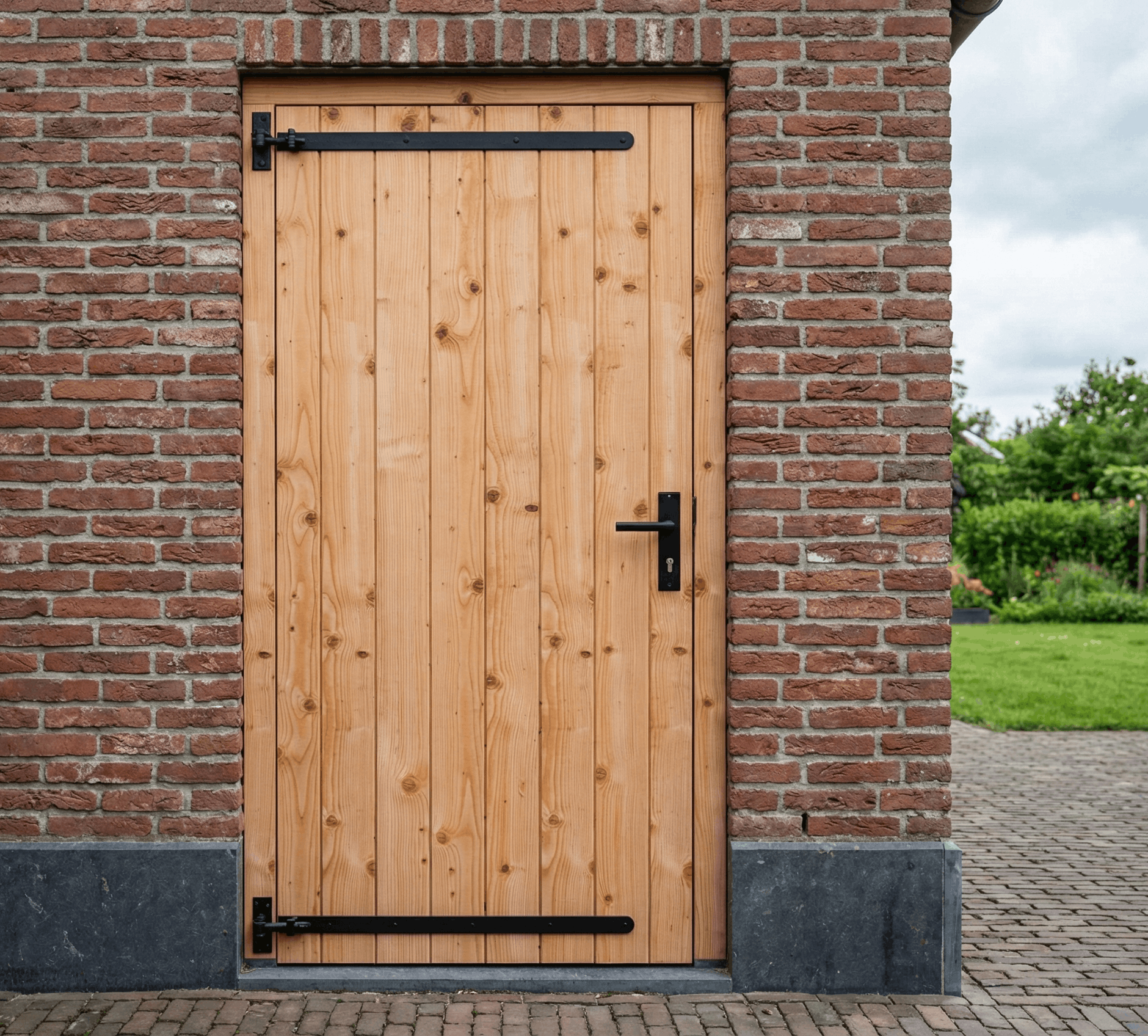 Hardhouten schuurdeuren met zwart beslag in Schagen